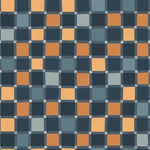 M Trendy Teal and Light Gray Grid Pattern - Urban Chic Graphic Design for Fashionable Interior and Textile 0075 B Multicolored gray navy orange carrot brown
