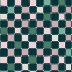 M Chic Geometric Pattern with Dark Green, Light Pink, and Light Green Squares - Modern Textile Design for Home Decor and Fashion Fabric 0075 F Multicolored pink green dark gray white dots