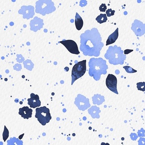 Watercolour Blooms Floral in Blue