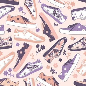 Sneakers Pattern Peach Background