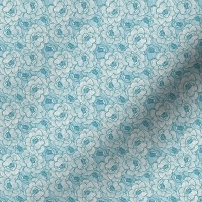 Rose of Victoria (XXS), monochromatic cyan - vintage flowers