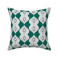 Retro Geometric Ripple Pattern Green and Pink