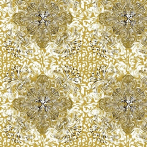 marbled leopard skin on mustard golden yellow- Contemporary Marbled Twist on  heritage patterns, for gold wallpaper (S)