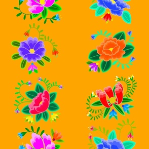 Mexican Flowers | Goldenrod | Colorful Bold Floral