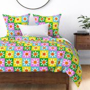 Checkerboard Daisies Large Scale