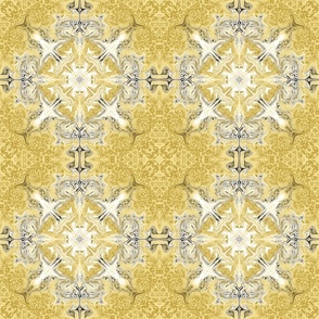 marbled  damask and leopard skin- Contemporary Marbled Twist on heritage  and Glamour, light mustard yellow