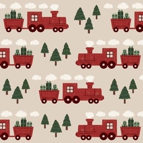 Santa's Christmas Present Train, 6in, beige