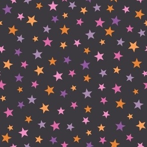 Halloween Stars in Pink, Purple and Orange on Dark Gray (med)