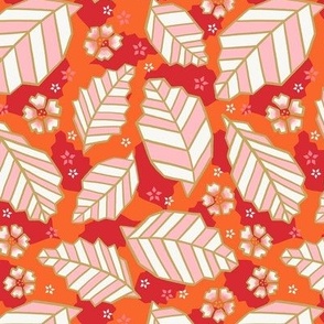 M / Orange Geometric Japanes Origami Leaves