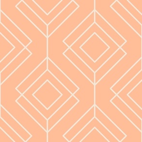 Elegant overlapping diamonds forming vertical chains cream white and peach pink