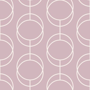 Elegant overlapping circles forming vertical chains sherwin williams off white and mauve pink sw7100 sw6289
