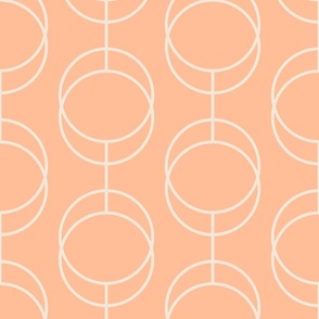 Elegant overlapping circles forming vertical chains cream white and peach fuzz