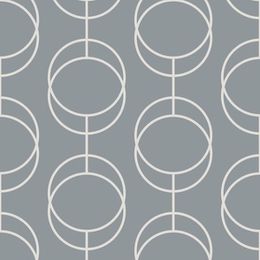 Elegant overlapping circles forming vertical chains sherwin williams eider white and steely gray sw7014 sw7664