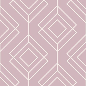 Elegant overlapping diamonds forming vertical chains sherwin williams off white and mauve pink sw7100 sw6289