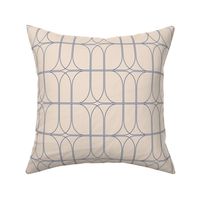 Linear Geometric Leaves (Blue on Cream) S