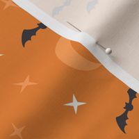 Halloween Bats, Moons and Star on Orange (lg)