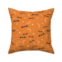 Halloween Bats, Moons and Star on Orange (lg)