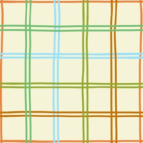 (MEDIUM) Modern Striped Plaid Grid in Earth Tones on Eggshell White