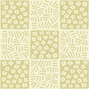 (LARGE) Meadow Floral Checkered Pattern in Light Sage Green
