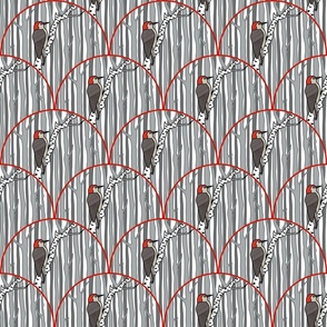 Woodpecker On A Birch (grey)