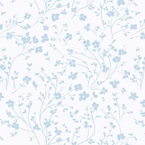 whimsical petite cool light icy blue flowers on off-white  - medium scale