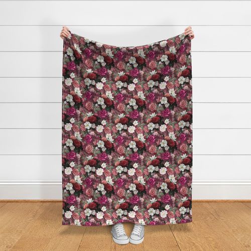 Vintage Floral Romance - 3541 medium // beet red