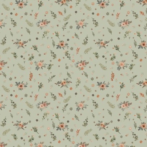 African Adventure - floral coordinate in green medium - apparel and home decor - botanical wallpaper