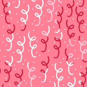 Fourth of July Hand Drawn Confetti  - (MEDIUM) - Red and White on Pink Background