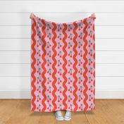 Retro Cherries with Bold Red Wavy Stripes  Large Scale