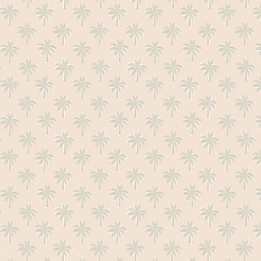 sage and off white palm trees over taupe small - No texture - hand drawn tropical quilting fabric