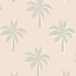 sage and off white palm trees over taupe - No texture - hand drawn tropical wallpaper