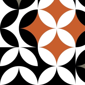 Minimalist Geometric Circles - Large scale - White, Orange and Dark Grey 