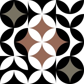 Minimalist Geometric Circles - Large scale - White, Terracotta, Taupe and Dark Grey 