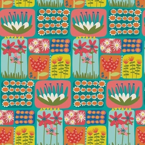Evelyn’s Patchwork Garden - Turquoise - Small