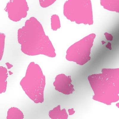 Wild West Trendy Cow Print Animal Spots Rustic Western Farm Abstract Paint Splatters :Hot Pink