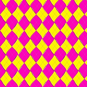 Groovy Harlequin Argyles in Funky Neon Yellow and Hot Pink Jumbo