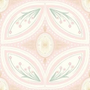 Cleo Vintage Glamour Baby- Art Deco - Art Nouveau - Peachy Pinks and Soft Neutrals - Sage Green - Cream - Gold - White - Pastel - Grandmillennial - Medium