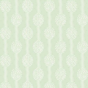 Cosette: Light Mossy Green Bouquet Ribbon Stripe, Small Floral