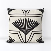 L _ Art Deco Floral Abstract Petal in Bloom_ Cream White and Black