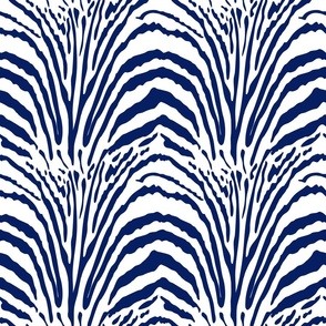 Trippy Maximalist Royal Blue White Zebra Stripe, Luxe Bold Graphic Design, Dramatic Living Room Interior, Bold Dining Room Wildlife Drama, Artistic Modern Zebra Art Illustration, Unusual Whimsical Bathroom Zebra Print, Luxurious Kitsch Wild Life Safari