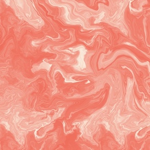 Happy Birthday Marble Stone Texture Fluid Art in Coral Red Orange