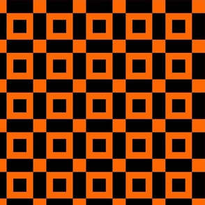 Neon Orange Black, Squares and Oblongs Bold Block Geometric