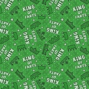 Small Scale King of Farts Funny Sarcastic Dog Paw Prints and Crowns on Green - Copy - Copy