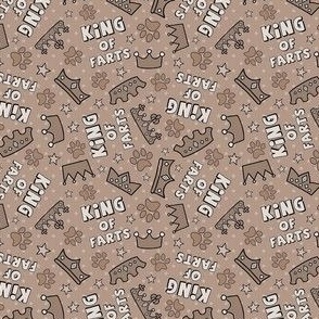 Small Scale King of Farts Funny Sarcastic Dog Paw Prints and Crowns on Tan - Copy - Copy