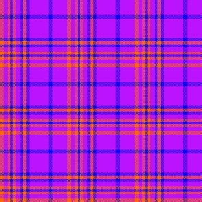 Trendy Tartan Neon Purple Royal Blue Neon Orange