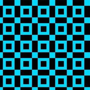 Neon Blue Black, Squares and Oblongs Bold Block Geometric