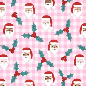 Pink Santa, Christmas Pattern, Pink Christmas, Holiday Pattern , Novelty Pattern, Festive Pattern