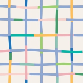 Large - Multi-colored abstract modern check in pastel colors, kids wallpaper, funky check