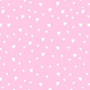 Little White Love Hearts Medium on Plain Pink Background