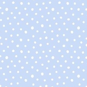 Spotty dots white organic polka dots on sky baby blue small